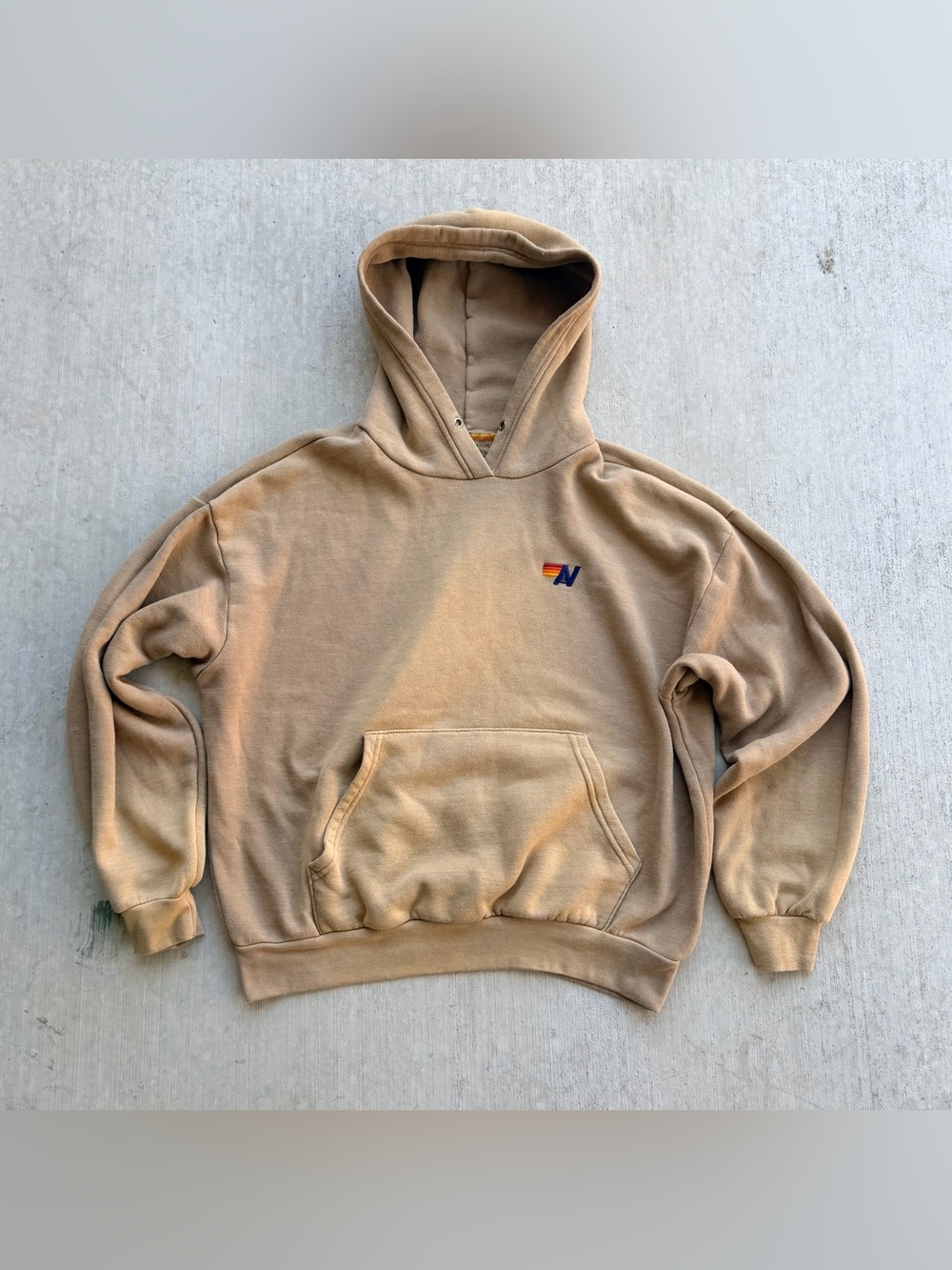 Aviator Nation Pullover Hoodie Men Size XS Tan